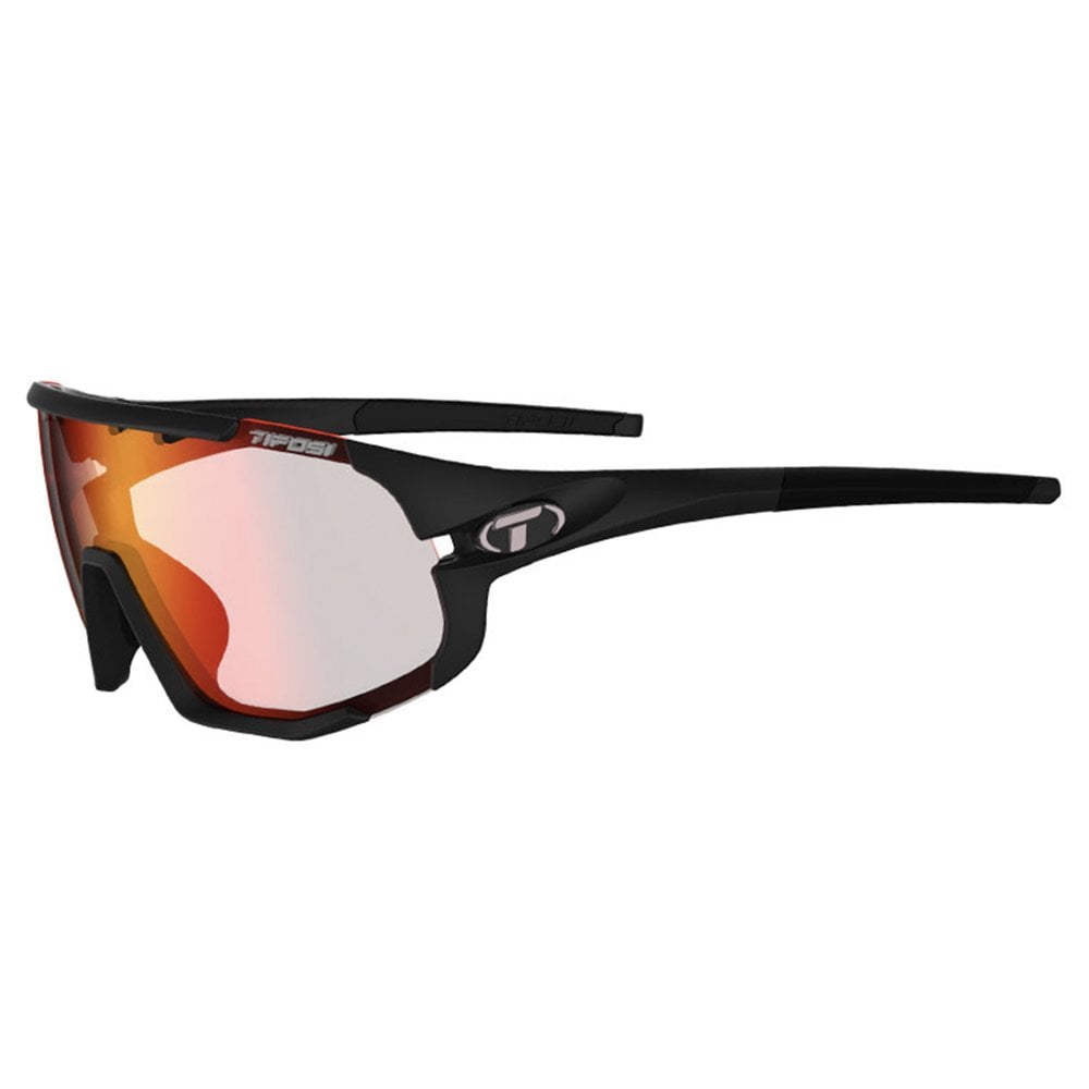 Tifosi Sledge Fototec Single Lens Sunglasses - Matt Black - Matt Black / Clarion Red Fototec Lens