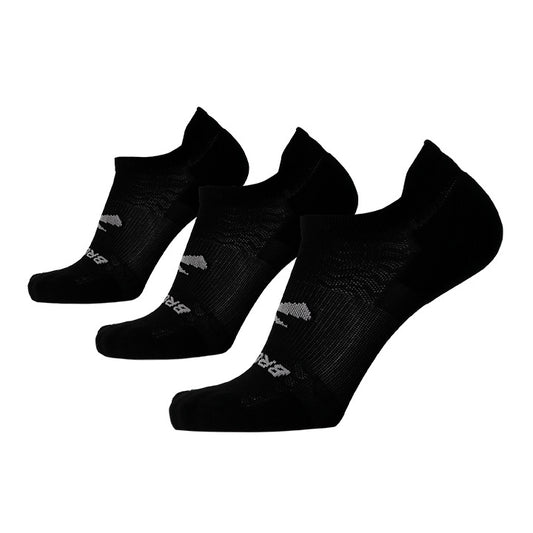 Brooks Run-In No Show Running Socks (3-Pack) - Black