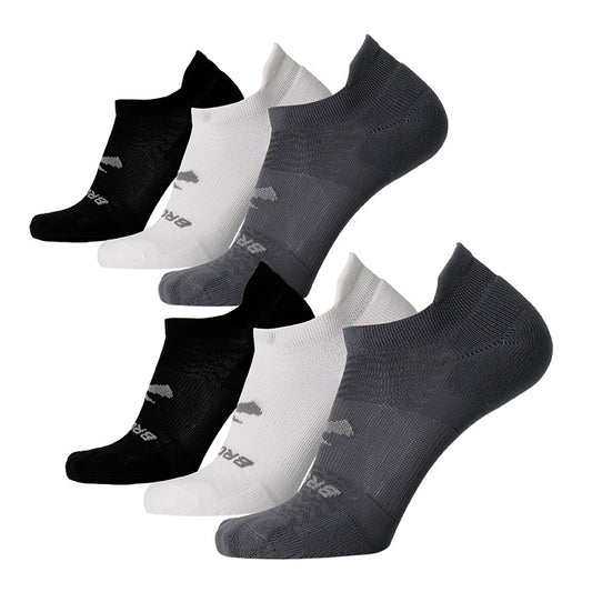 Brooks Run-In No Show Running Socks (6-Pack) - Asphalt/White/Black