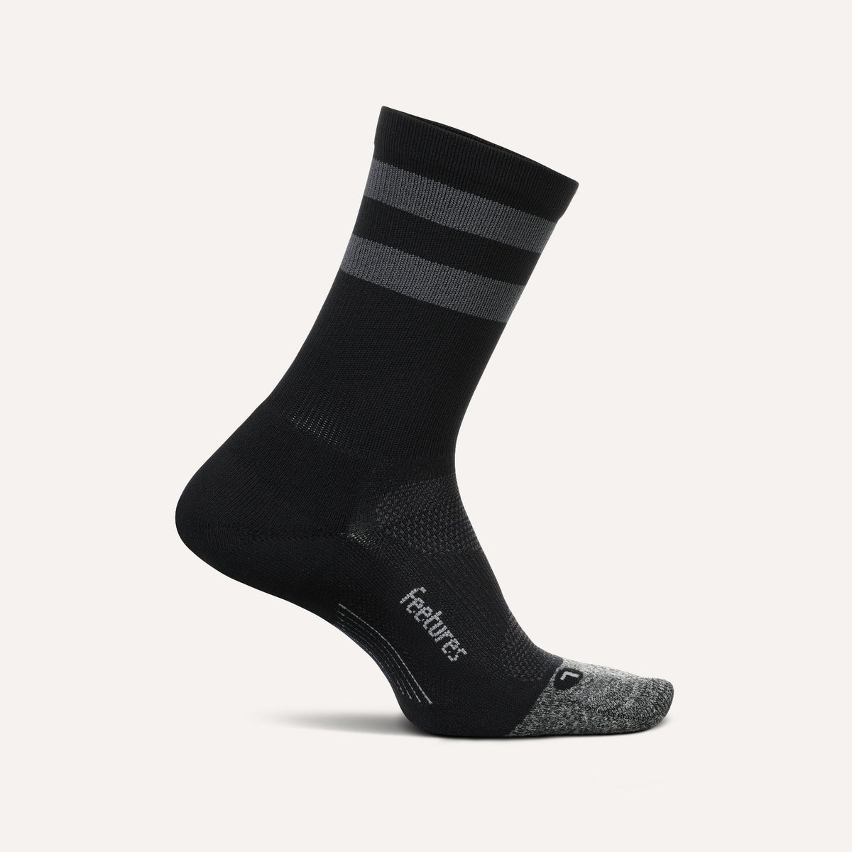 Feetures Elite Light Cushion Mini Crew Socks - Black High Top Stripe