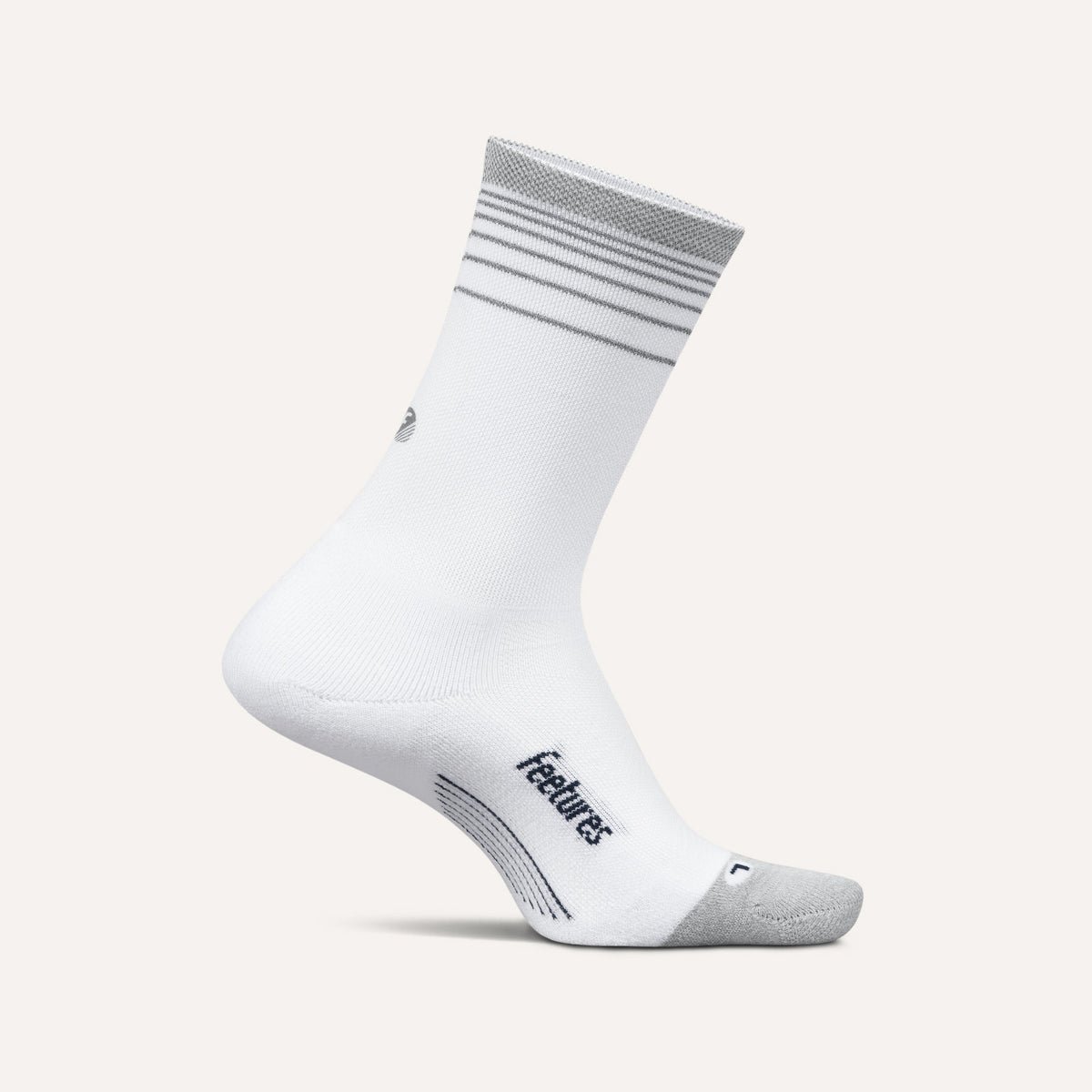 Feetures Elite Light Cushion Reflective Mini Crew Socks - White Flash