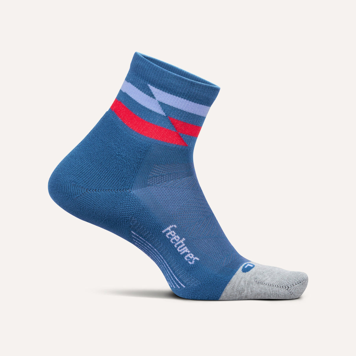Feetures Elite Light Cushion Quarter Socks - Blue Track