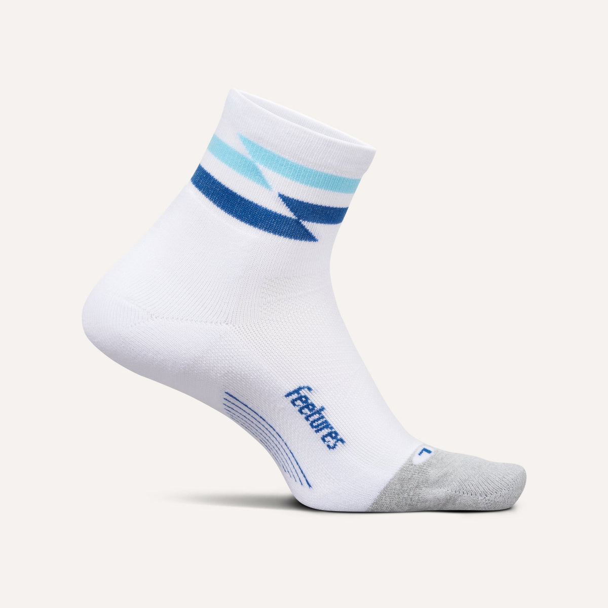 Feetures Elite Light Cushion Quarter Socks - White Track