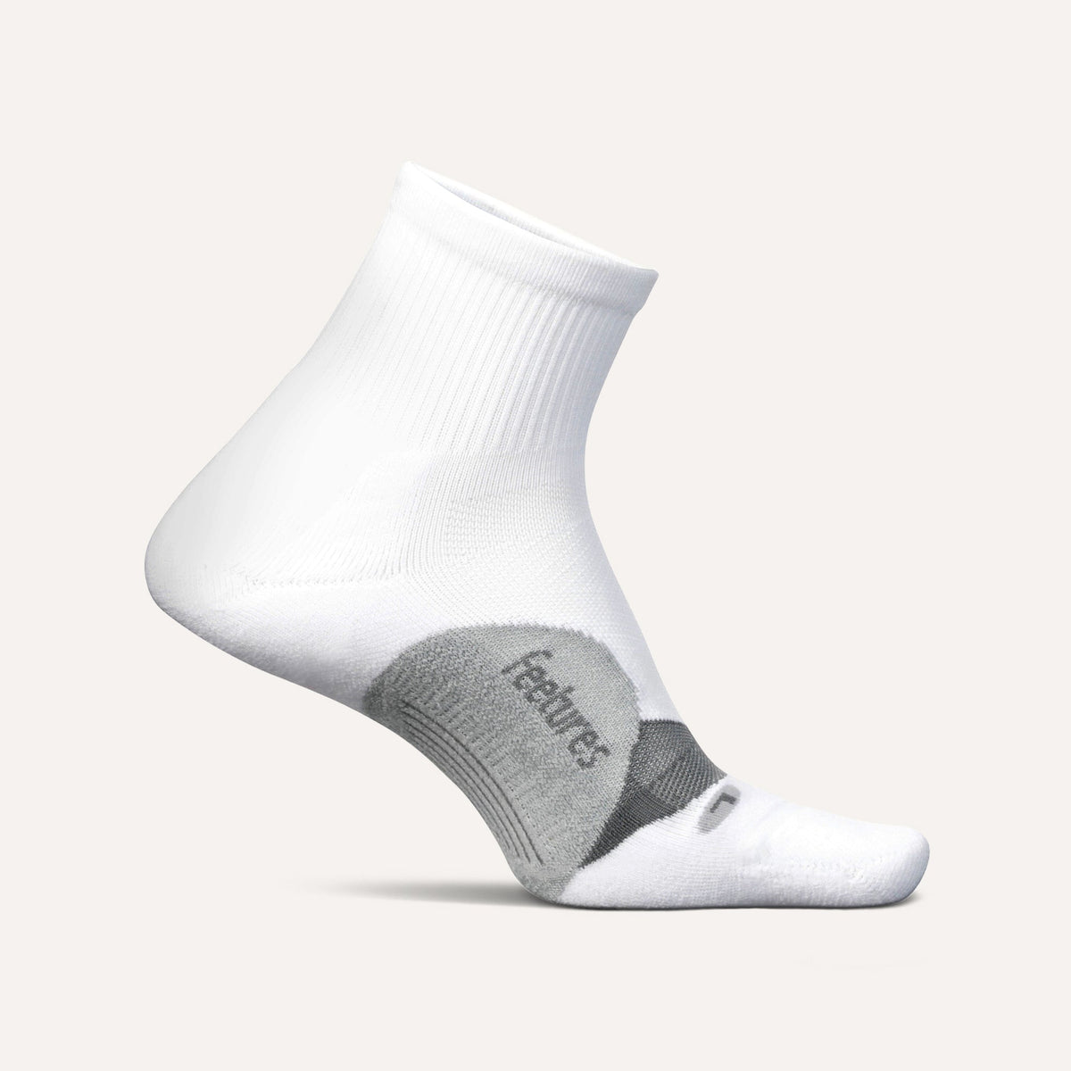 Feetures Elite Light Cushion Quarter Socks - White
