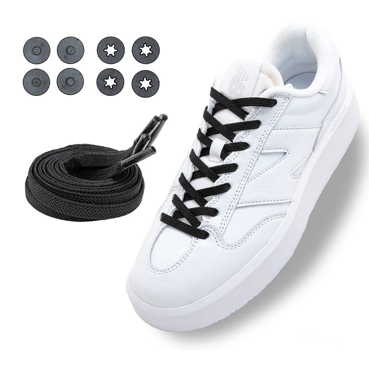 Lock Laces Flat No-Tie Shoelaces - Flat Black