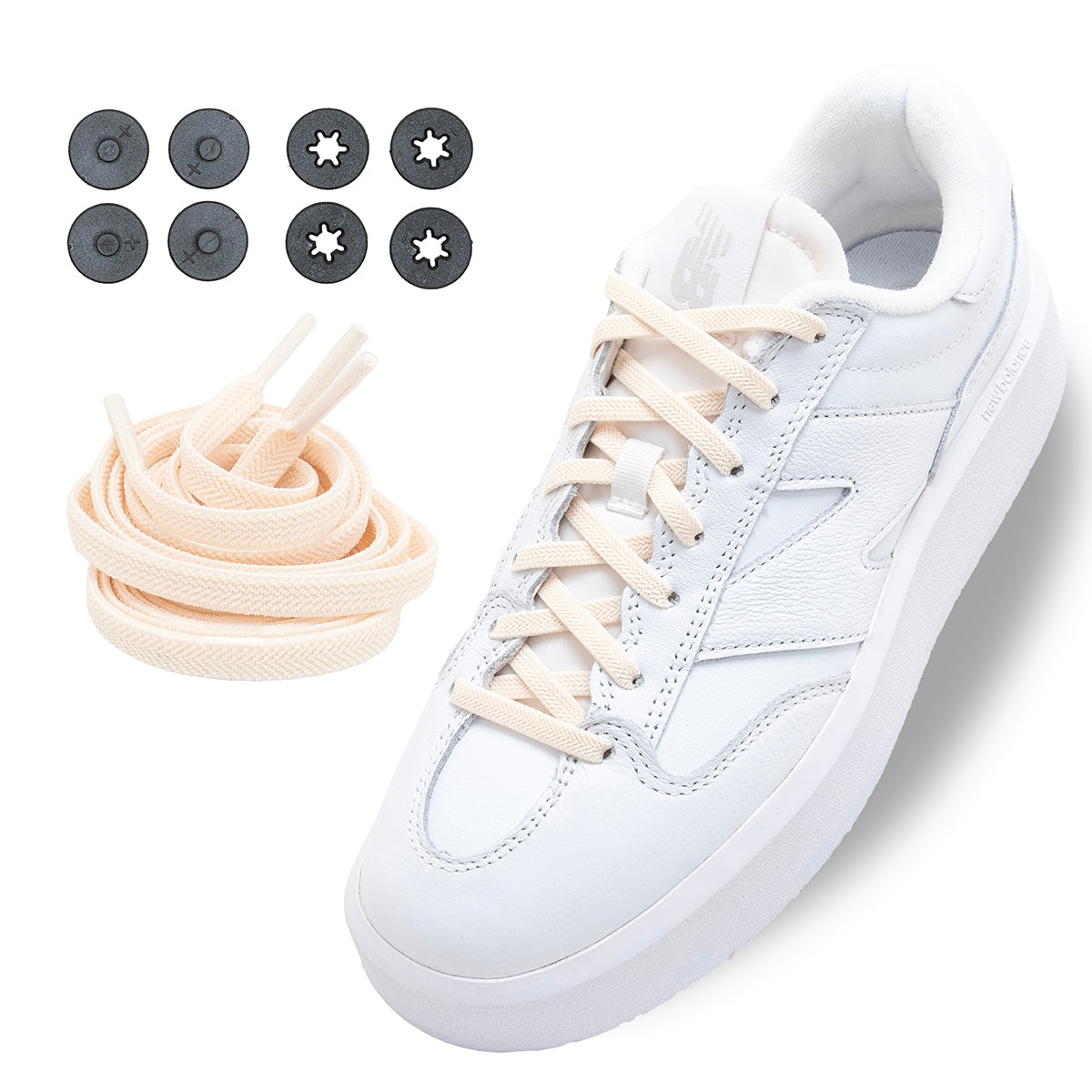 Lock Laces Flat No-Tie Shoelaces - Flat Cream