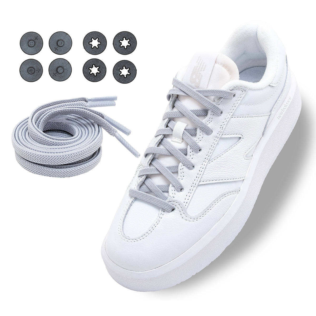 Lock Laces Flat No-Tie Shoelaces - Flat Gray