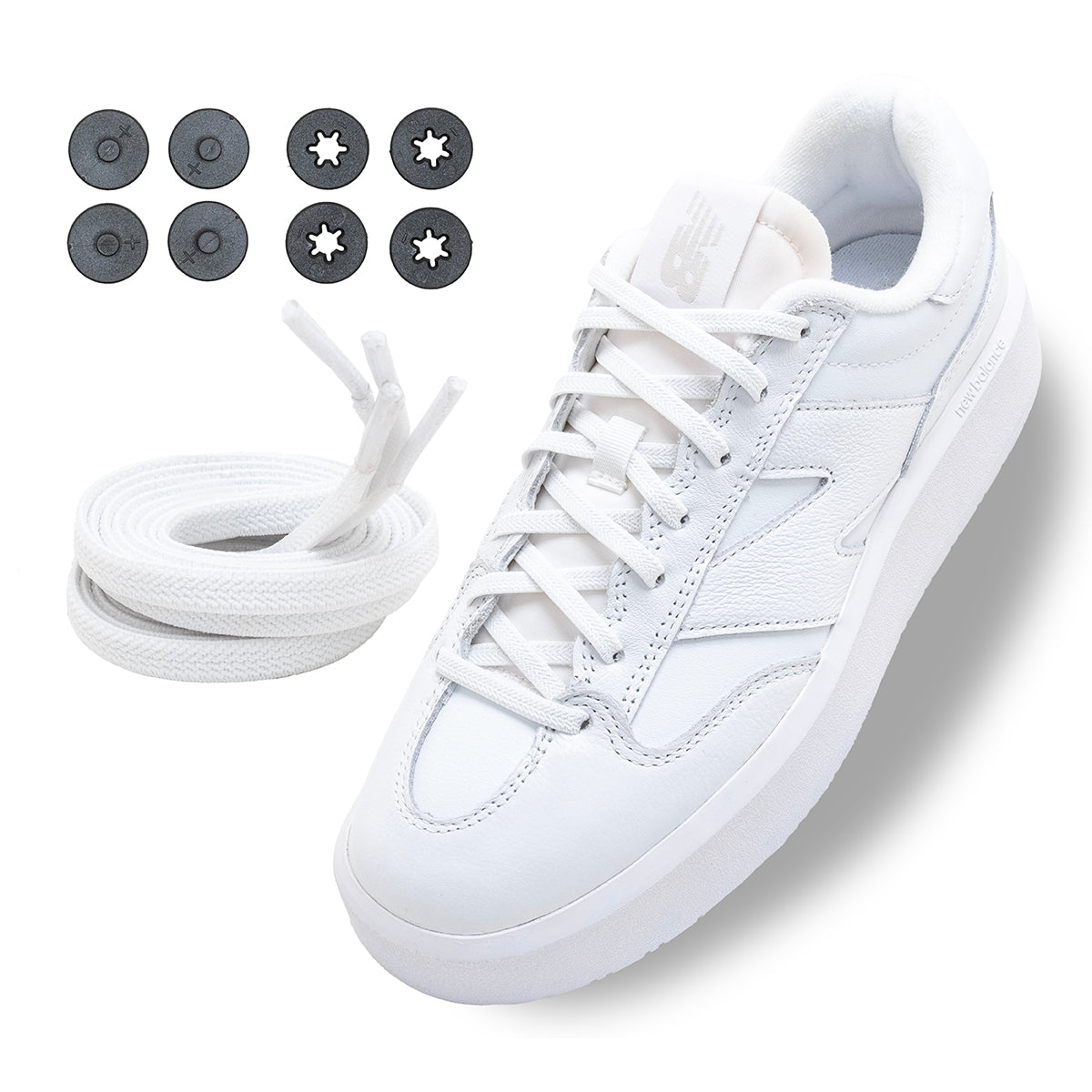 Lock Laces Flat No-Tie Shoelaces - Flat White
