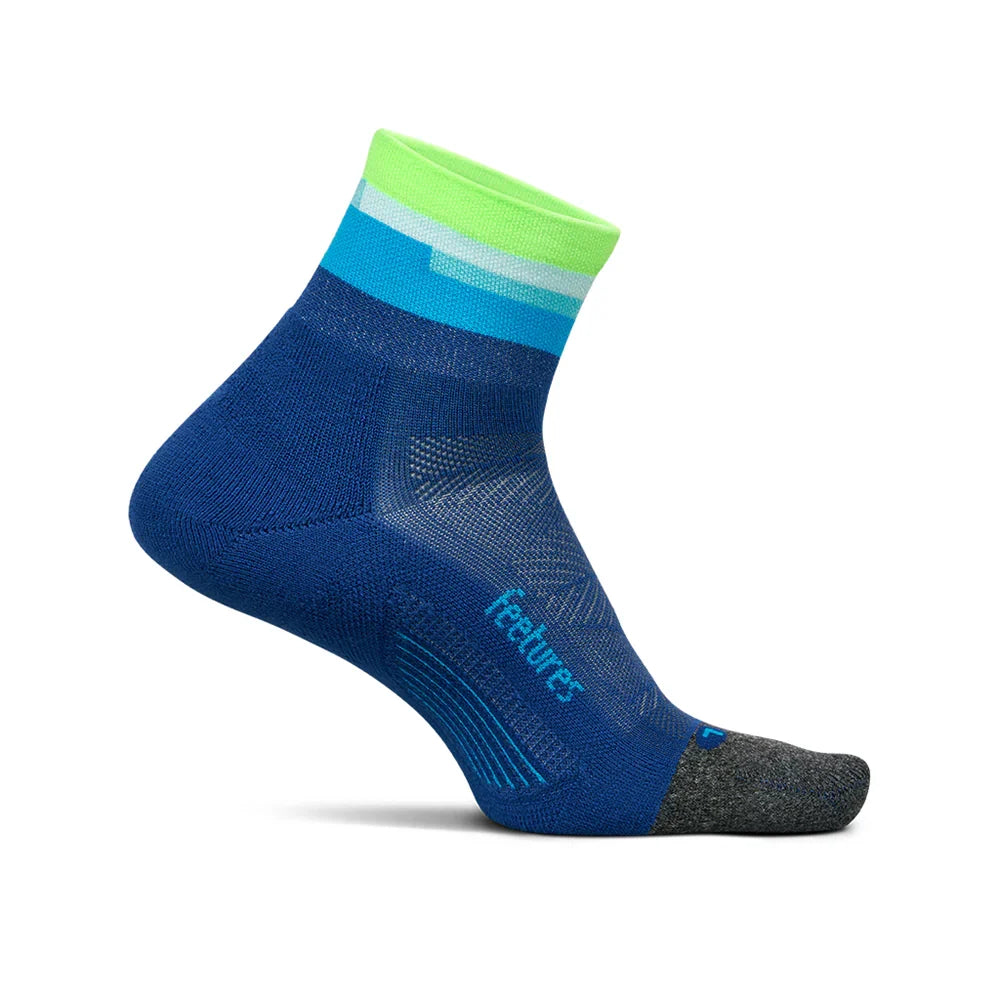 Feetures Elite Light Cushion Quarter Socks in Surfboard Blue