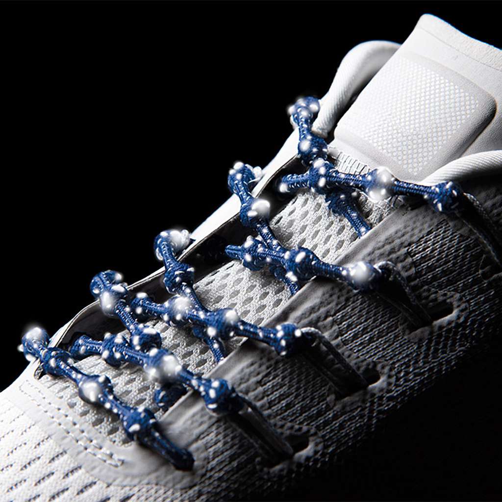 Caterpy Run Reflective No-Tie Shoelaces - Midnight Blue