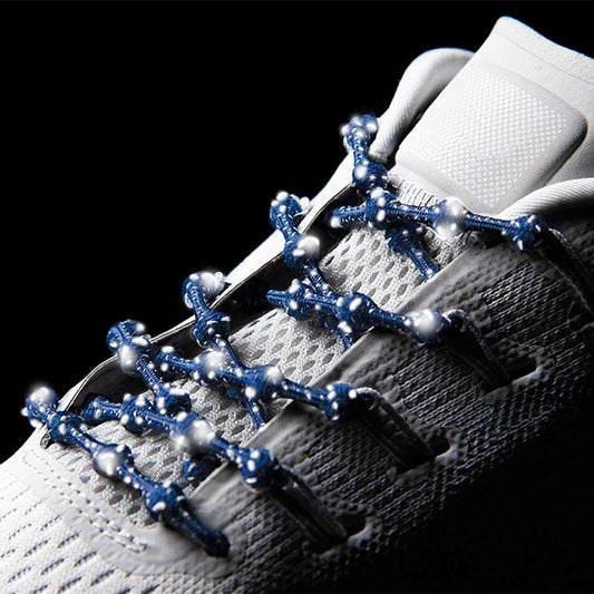 Caterpy Run Reflective No-Tie Shoelaces - Midnight Blue